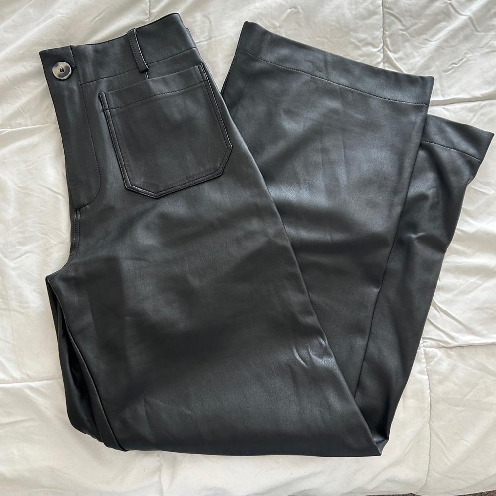 Anthropologie Maeve Colette Wide Leg Leather Pants